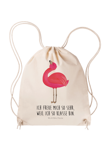 Mr. & Mrs. Panda Sportbeutel Flamingo Stolz mit Spruch in Creme