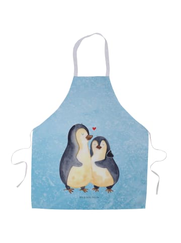 Mr. & Mrs. Panda Grillschürze Pinguin umarmen ohne Spruch in Eisblau