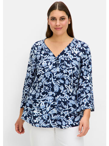 sheego Druckbluse in tiefblau-gemustert