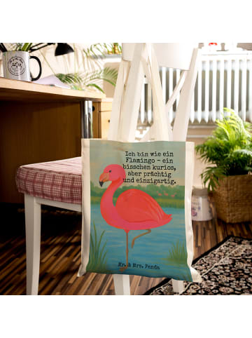 Mr. & Mrs. Panda Tragetasche Flamingo Classic Design mit Spruch in Weiß