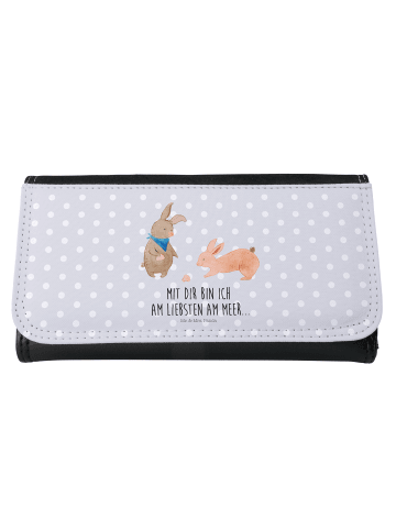 Mr. & Mrs. Panda Damen Brieftasche Hasen Muschel mit Spruch in Grau Pastell