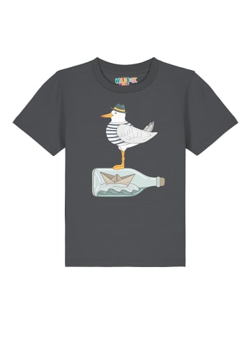 wat? Apparel T-Shirt Möwe mit Hut in Grau