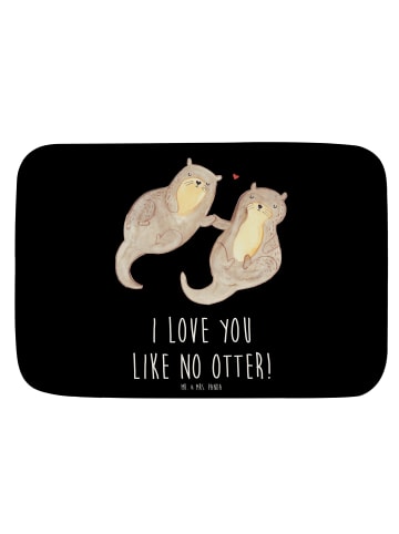 Mr. & Mrs. Panda Badematte Otter Hände halten mit Spruch in Schwarz