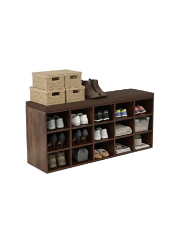 relaxdays Schuhbank in Dunkelbraun - (B)105 x (H)48 x (T)30 cm