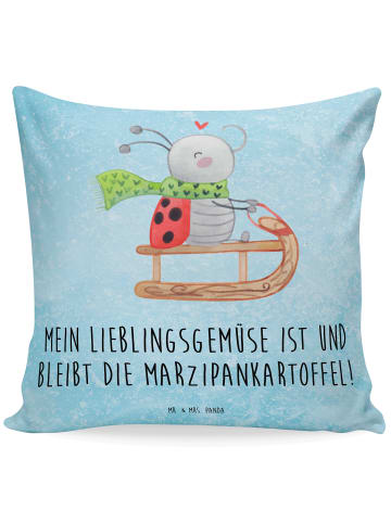 Mr. & Mrs. Panda Sofakissen Smörle Rodeln mit Spruch in Eisblau