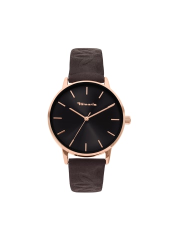 Tamaris Armbanduhr Uhr - Stamped Flowers in dunkelbraun