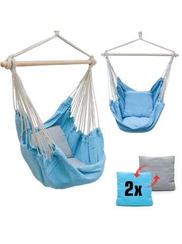 AMANKA Hängestuhl Bali + 2 Kissen in blau