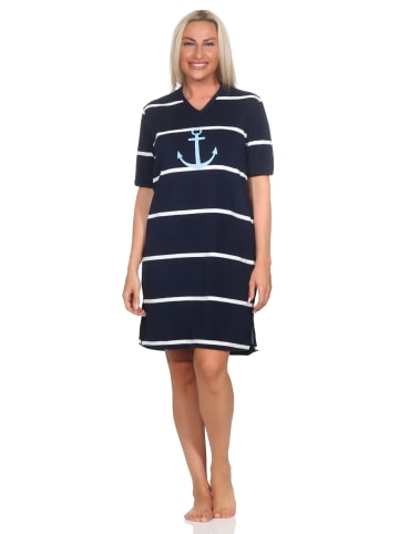 NORMANN Kurzarm Nachthemd Maritimer Look - 85702 in marine