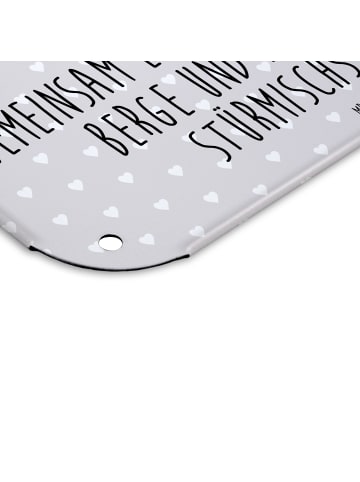 Mr. & Mrs. Panda Blechschild Igel händchenhaltend mit Spruch in Grau Pastell