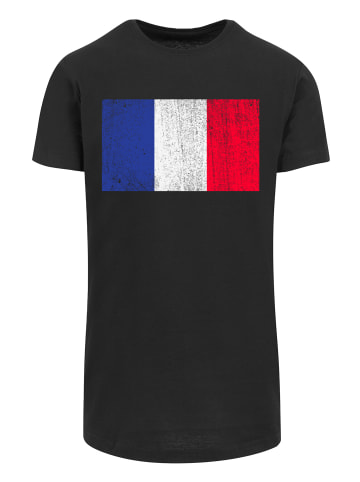F4NT4STIC Long Cut T-Shirt France Frankreich Flagge distressed in schwarz
