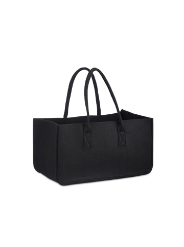 relaxdays 2x Kaminholztasche in Schwarz - (B)25 x (H)25 x (T)50 cm