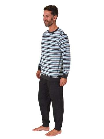 NORMANN langarm Frottee Schlafanzug Pyjama Bündchen - 82257 in hellblau