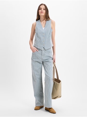 comma Stoffhose in blau weiß