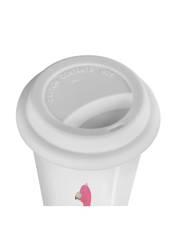Mr. & Mrs. Panda To Go Becher Flamingo Yoga mit Spruch in Weiß