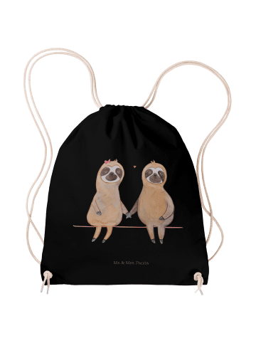 Mr. & Mrs. Panda rucksack stoff Faultier Pärchen ohne Spruch in Schwarz