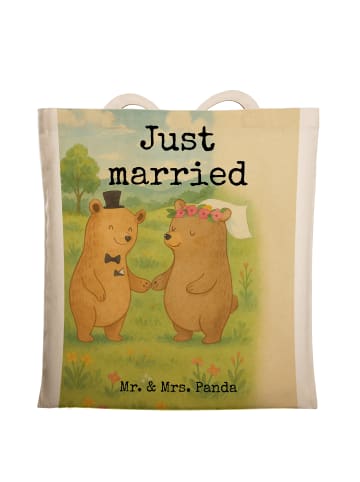 Mr. & Mrs. Panda Shopping Tasche Bären Heirat Design mit Spruch in Weiß