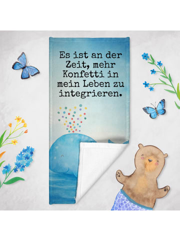 Mr. & Mrs. Panda Duschtuch Wal Konfetti Design mit Spruch in OZeichenanblue