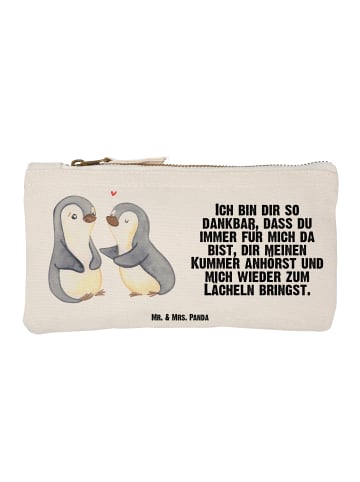 Mr. & Mrs. Panda Toiletry Bag Pinguine trösten mit Spruch in Weiß