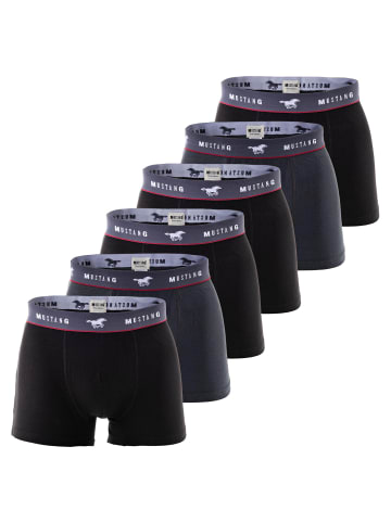 Mustang Boxershort 6er Pack in Schwarz/Grau