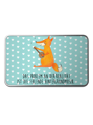 Mr. & Mrs. Panda Geschenkbox Fuchs Gitarre mit Spruch in Türkis Pastell