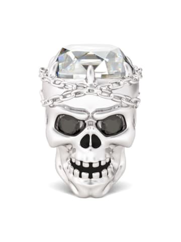 GNOCE Sterling Silber Totenkopf Zirkonia Charm