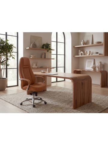 FineBuy Bürostuhl in Caramel / Leder / 70x68x130