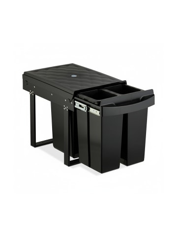 relaxdays Einbaumülleimer in Schwarz - 1x 20 l + 2x 10 l