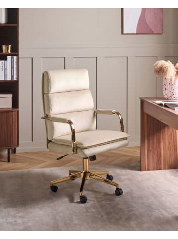 Beliani Bürostuhl VAMURE in Beige/Gold - (W) 60 x (H) 104 x (L) 60 cm