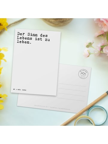 Mr. & Mrs. Panda Postkarte Der Sinn des Lebens... mit Spruch in Weiß
