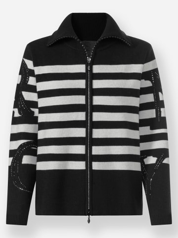 Heine Strickjacke in schwarz-ecru-geringelt