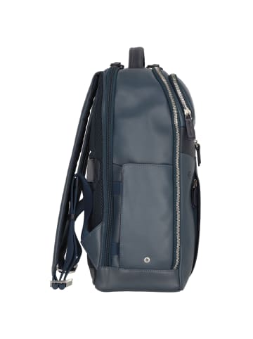 Piquadro Cary Rucksack Leder 40 cm Laptopfach in dunkelblau