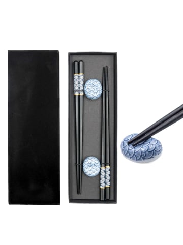 Intirilife Essstäbchen Set Sushi Essstäbchen in Schwarz - Blau