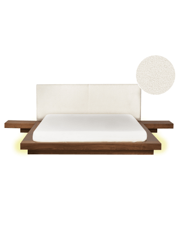Beliani Doppelbett ZEN in Braun/Weiß - (W) 308 x (H) 86 x (L) 229 cm