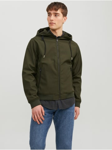 Jack & Jones Softshell Jacke mit Kapuze Trekking Outdoor Blouson JJEBASIC in Grün-3