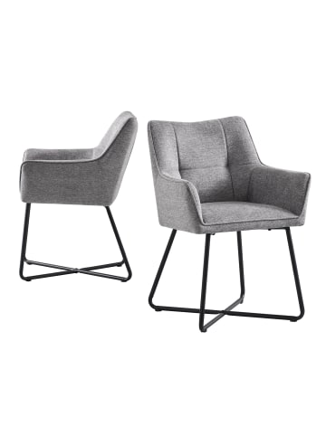 B&D Home 2er-Set: Esszimmerstuhl BREIGHT in Grau - (B)56 x (H)83 x (T)59 cm