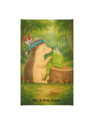 Mr. & Mrs. Panda Gästehandtuch Igel Federschmuck Design ohne Spruch in Weiß