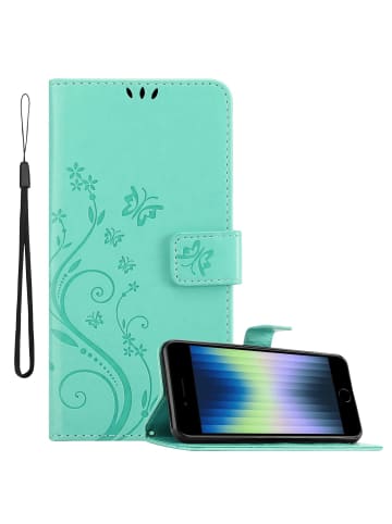 cadorabo Hülle für iPhone SE4 Blumen Design in Floral Türkis