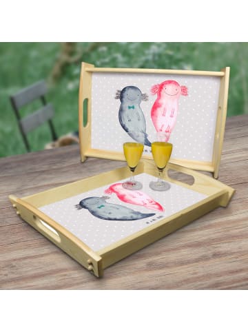 Mr. & Mrs. Panda Holz Tablett Axolotl Freundin ohne Spruch in Grau Pastell