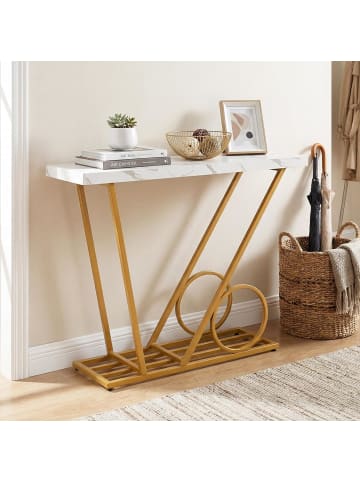 COSTWAY Konsolentisch Marmor-Optik in Gold