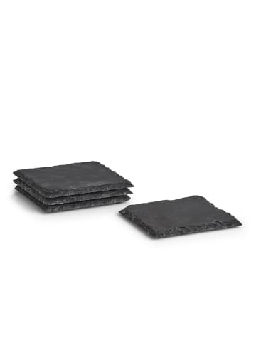 Zeller Set von Schieferunterlagen in Schwarz, 10 x 10 cm