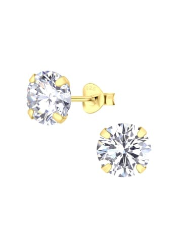 Alexander York Ohrstecker ROUND ZIRCONIA 8 mm in Gold aus 925 Sterling Silber, 2-tlg.