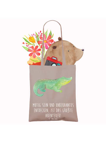 Mr. & Mrs. Panda Schultasche Unbekannte Orte erkunden mit Spruch in Braun Pastell