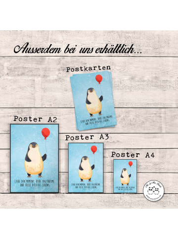 Mr. & Mrs. Panda Bild Pinguin Luftballon mit Spruch in Eisblau