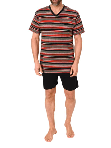 NORMANN Kurzarm Schlafanzug Pyjama Shorty Streifen - 84472 in rot