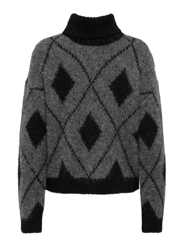 JACQUELINE de YONG Strickpullover Rollkragen Langarm Tiefe Schultern in Dunkelgrau