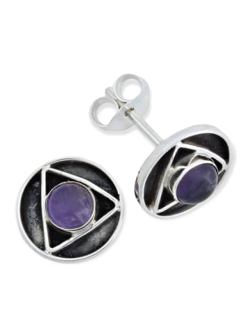 mantraroma 925er Silber - Ohrstecker (L) 12 x (B) 12 mm mit Amethyst