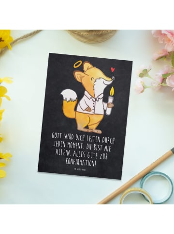 Mr. & Mrs. Panda Grußkarte Fuchs Konfirmation mit Spruch in Kreidetafel