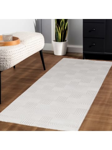 KADIMA DESIGN Teppich Kurzflor Waschbar 3D ILLER Strapazierfähig OEKO-TEX in Creme
