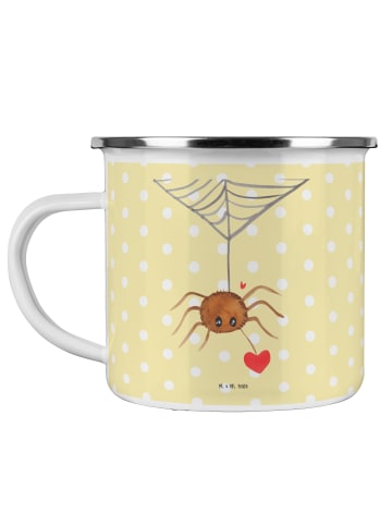 Mr. & Mrs. Panda Camping Emaille Tasse Spinne Agathe Liebe ohne ... in Gelb Pastell