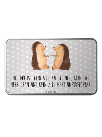 Mr. & Mrs. Panda Metalldose Igel Liebe mit Spruch in Grau Pastell